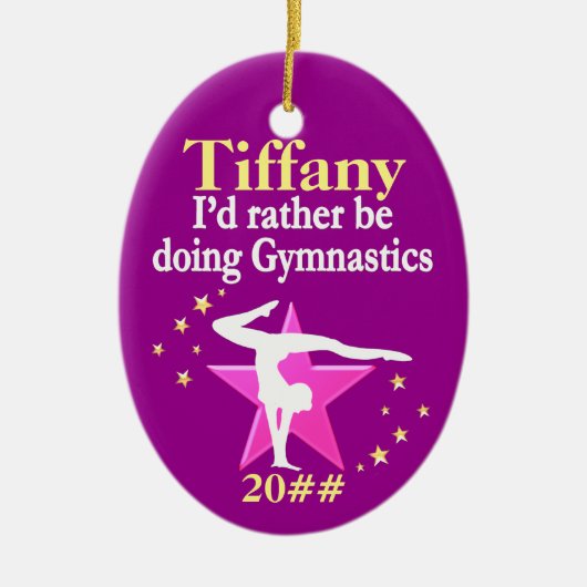 クリスかわいらしパーソナライズされたマス体操オーナメント セラミックオーナメント (正面)