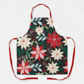クリスかわいらしモダンスマスホリデーズポインセチアフローラ エプロン (正面)