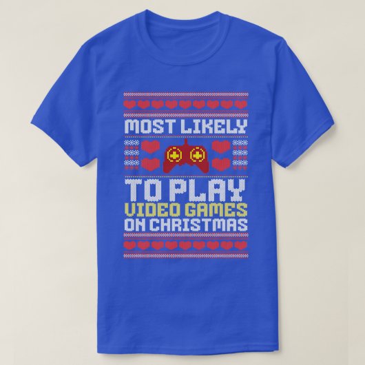 クリスでビデオゲー遊ムに最も適しているクリスマス Tシャツ (デザイン正面)