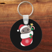 クリスのためにクリスマスストッキングでかわいいシャム猫 キーホルダー (正面)