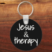 クリスのための女性イエスとセラピークリスチャンのユーモア キーホルダー (正面)