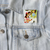 クリスを見ている女の子とのクリスマスの挨拶 缶バッジ (インサイチュ)