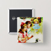 クリスを見ている女の子とのクリスマスの挨拶 缶バッジ (正面&裏面)