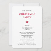 クリスエレガントスモダンマスのミニマルなシック赤パーティー 招待状 (正面)