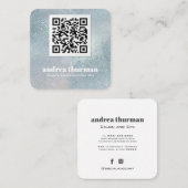 クリスエレガントタルブルーパーリー虹彩QRコード スクエア名刺 (正面/裏面)