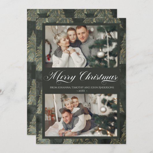 クリスエレガントマスツリーダークグリーンファミリー写真 シーズンカード (正面/裏面)