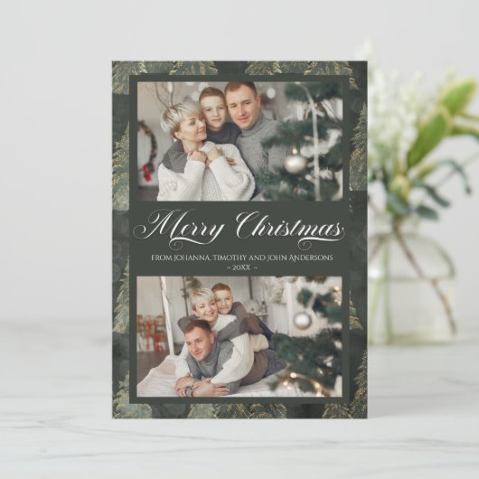 クリスエレガントマスツリーダークグリーンファミリー写真 シーズンカード (スタンド正面)