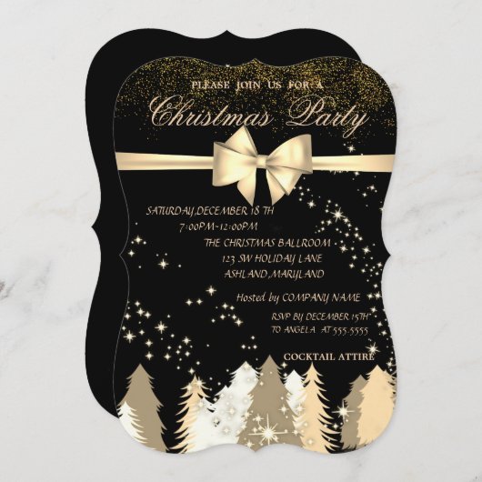 クリスエレガントマスツリー,会社のクリスマスパーティー 招待状 (正面/裏面)