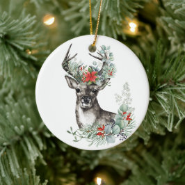 クリスエレガントマスディアポインセティアホリデイ セラミックオーナメント