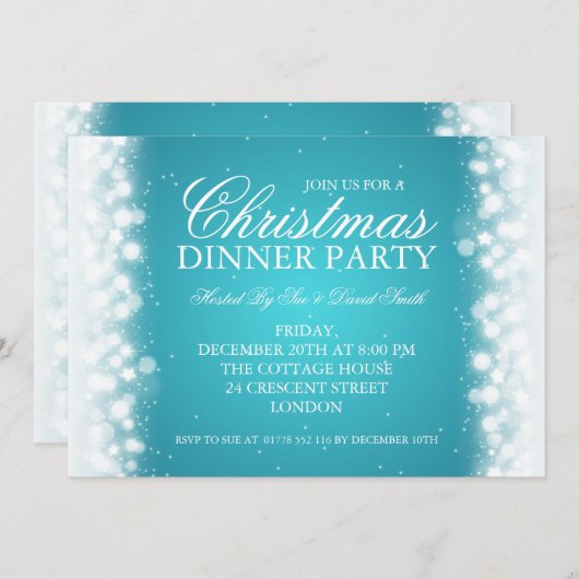 クリスエレガントマスディナーパーティー魔法スパークルターク 招待状 (正面/裏面)