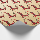 クリスエレガントマスバッファロープレイドトナカイ&金ゴールド ラッピングペーパー (角)