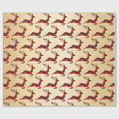 クリスエレガントマスバッファロープレイドトナカイ&金ゴールド ラッピングペーパー (フラット)