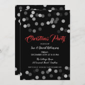 クリスエレガントマスパーティーシルバー紙吹雪 招待状 (正面/裏面)