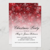 クリスエレガントマスパーティーホリデースパークルレッド 招待状 (正面/裏面)