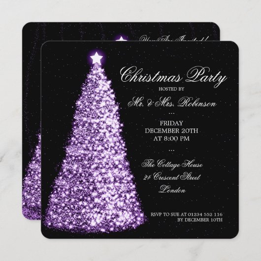 クリスエレガントマスパーティー紫の木 招待状 (正面/裏面)