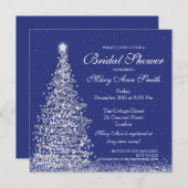 クリスエレガントマスブライダルシャワーシルバー海軍 招待状 (正面/裏面)