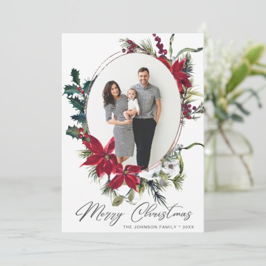 クリスエレガントマス・ポインセチアの写真挨拶 シーズンカード (スタンド正面)
