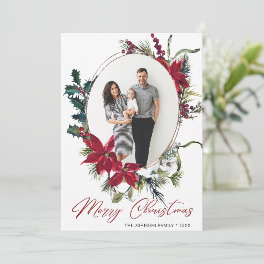 クリスエレガントマス・ポインセチアの写真挨拶 シーズンカード (スタンド正面)