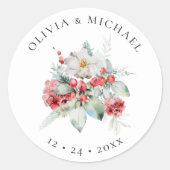クリスエレガントマ結婚スの水彩フローラ ラウンドシール (正面)