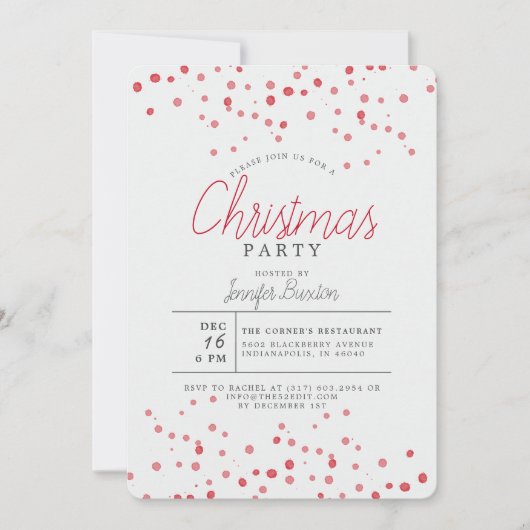 クリスエレガントモダンスタイポグラフィホリデーパーティー 招待状 (正面)