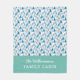 クリスエレガントモダンマスの木々の緑と薄紫 フリースブランケット