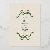 クリスエレガントユニークマス・ボウズ・クリーム&グリーン・フォト 箔シーズンカード (正面)