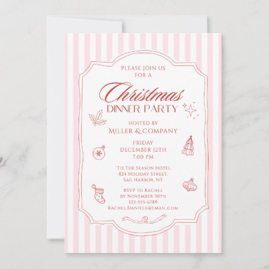 クリスエレガント企業のスマスディナーパーティー 招待状 (正面)