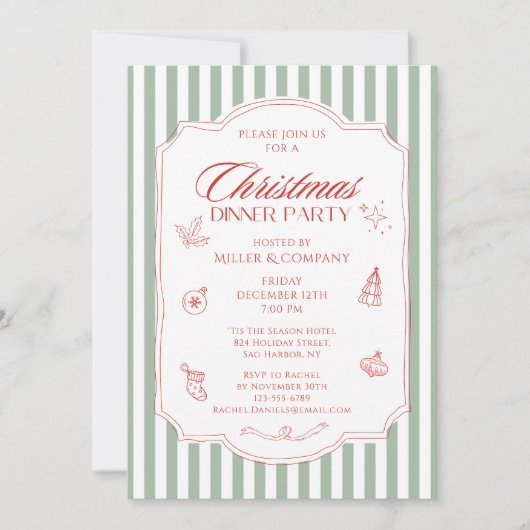 クリスエレガント企業のスマスディナーパーティー 招待状 (正面)