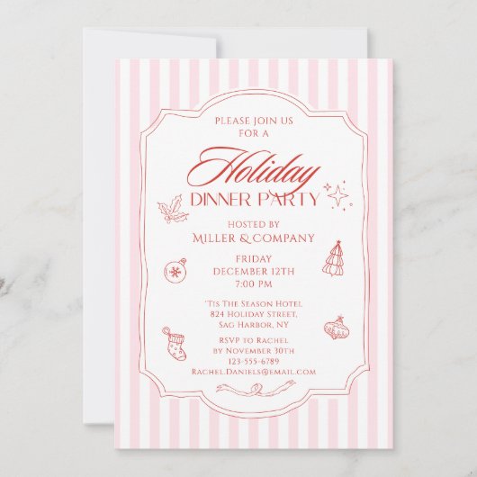 クリスエレガント企業のスマスホリデーディナーパーティー 招待状 (正面)