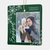 クリスエレガント婚約したスノードフレークスグリーン セラミックオーナメント (左)