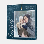 クリスエレガント婚約したマスの雪片ブルー セラミックオーナメント (左)