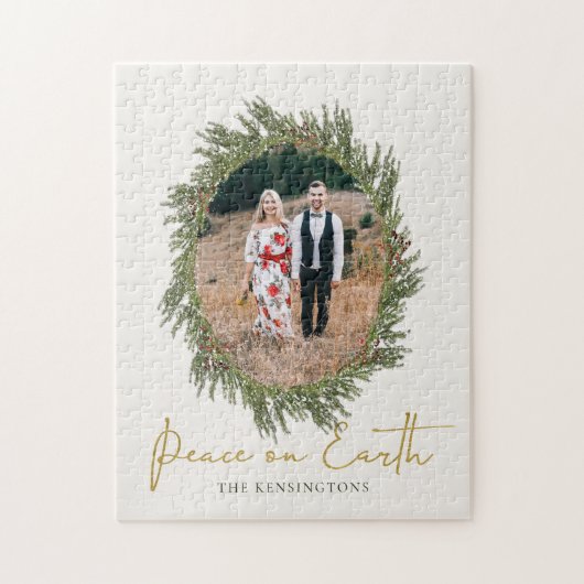 クリスエレガント素朴スリースホリデー写真 ジグソーパズル (縦)