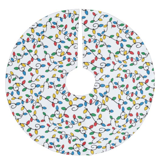 クリスカラフルマスひも電球の柄 ブラッシュドポリエステルツリースカート (正面)