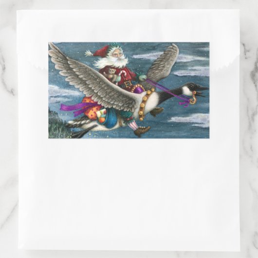 クリスクリングルとカナダガチョウのクリスマスのおもちゃを 長方形シール (バッグ)