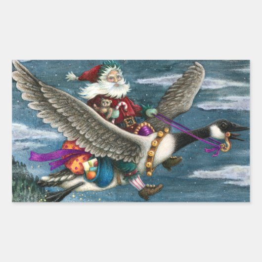 クリスクリングルとカナダガチョウのクリスマスのおもちゃを 長方形シール (正面)