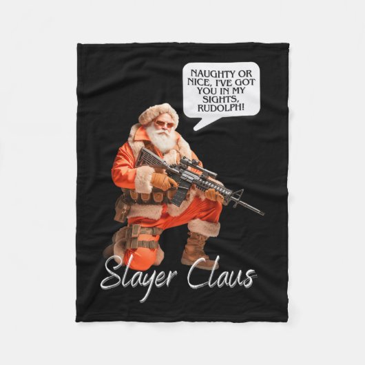 クリスクリングルフェスティバル狩りクリスマスサンタクロース迷彩柄 フリースブランケット (正面)