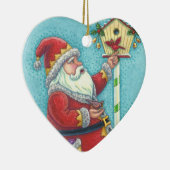 クリスクリングルレドバーズ、メリークリスマスサンタ セラミックオーナメント (右)