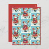 クリスクリングル食べ物を与えルのレッドバード、クリスマスバードハウス シーズンポストカード (正面/裏面)