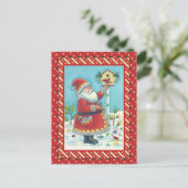 クリスクリングル食べ物を与えルのレッドバード、クリスマスバードハウス シーズンポストカード (スタンド正面)