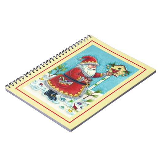 クリスクリングル食べ物を与えルのレッドバード、クリスマスバードハウス ノートブック (左側)