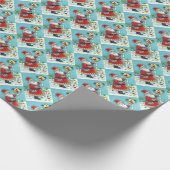 クリスクリングル食べ物を与えルのレッドバード、クリスマスバードハウス ラッピングペーパー (角)