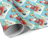 クリスクリングル食べ物を与えルのレッドバード、クリスマスバードハウス ラッピングペーパー (ロールコーナー)