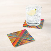 クリスクロスカラフルパターンプレイド スクエアペーパーコースター (インサイチュ)