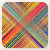 クリスクロスカラフルパターンプレイド スクエアペーパーコースター (正面)