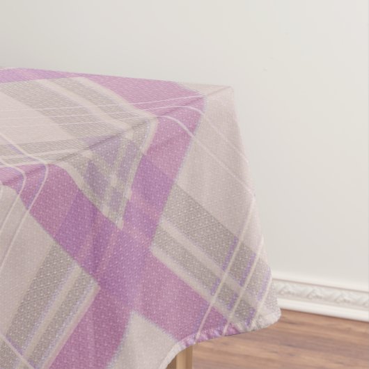 クリスクロージュハッピーパープル&クリーム,ホワイトチェック テーブルクロス (インサイチュ)