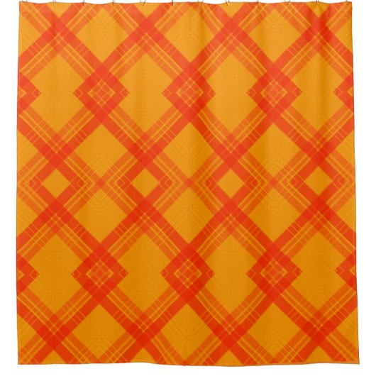 クリスクロージュハッピーレッド&イエロー/オレンジチェック シャワーカーテン (正面)