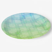 クリスクロージングハッピーグリーン&ブルー,イエローチェック ペーパープレート (アングル)