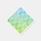 クリスクロージングハッピーグリーン&ブルー,イエローチェックTh スタンダードカクテルナプキン (角)