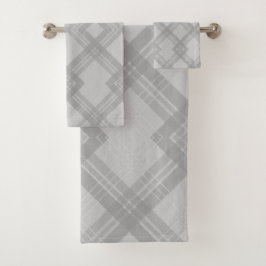 クリスクロード黒と明るい灰色のチェック風呂トウ バスタオルセット