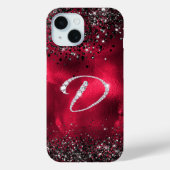 クリススタイリッシュフェイクタルRhinestone文字D赤黒 Case-Mate iPhoneケース (裏面)